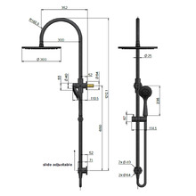 Round Gooseneck 300mm Twin Shower with 3 function Hand Shower